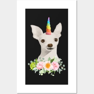 Cute Unicorn Puppy With Pastel Flowers Posters and Art